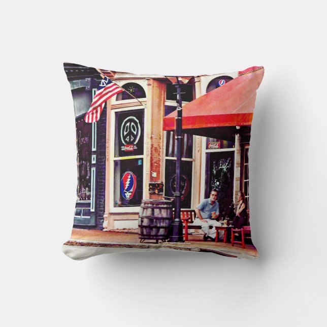 Fredericksburg VA - Outdoor Cafe Throw Pillow (Front)