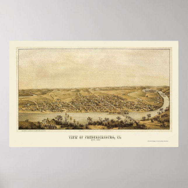 Fredericksburg, VA Panoramic Map - 1862 Poster (Front)