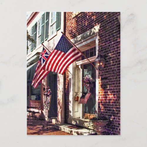 Fredericksburg VA _ Street With American Flags Postcard