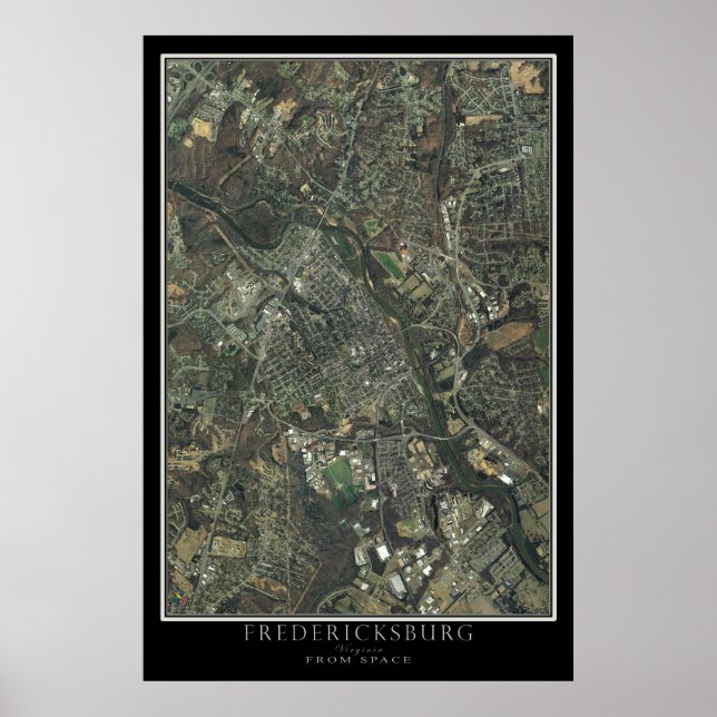 Fredericksburg Virginia From Space Satellite Map Poster (Front)