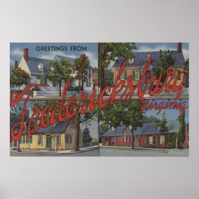 Fredericksburg, Virginia - Large Letter Scenes Poster (Front)