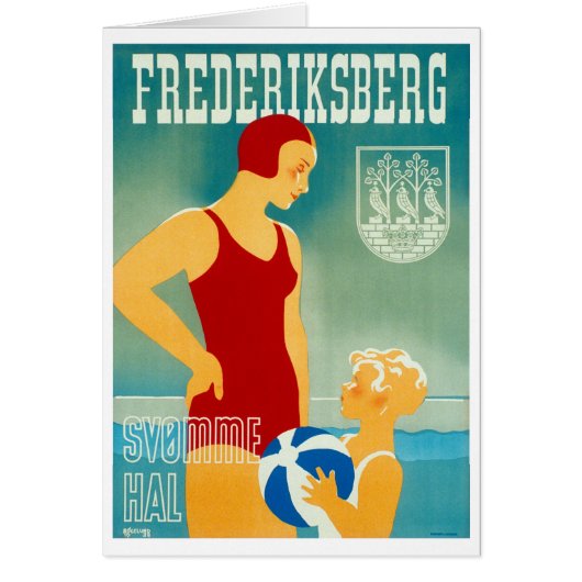 Frederiskberg Denmark Vintage Poster Restored Cards (Front)