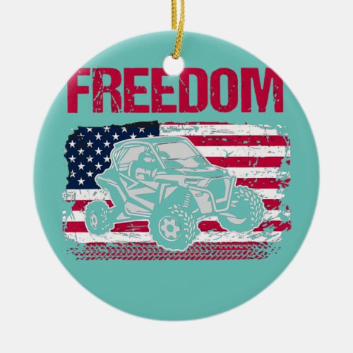 Fredom SXS UTV side by side American flag Ceramic Ornament