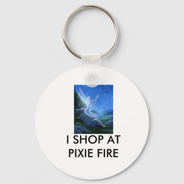 free 3, I SHOP AT PIXIE FIRE Keychain (Front)