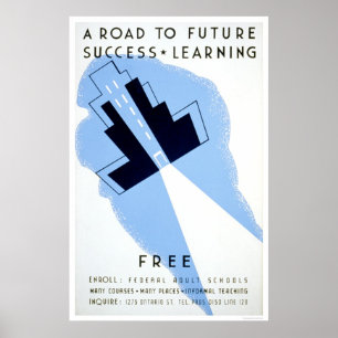 Free Adult Schools 1938 WPA Poster