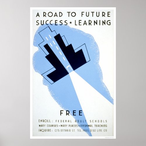 Free Adult Schools 1938 WPA Poster