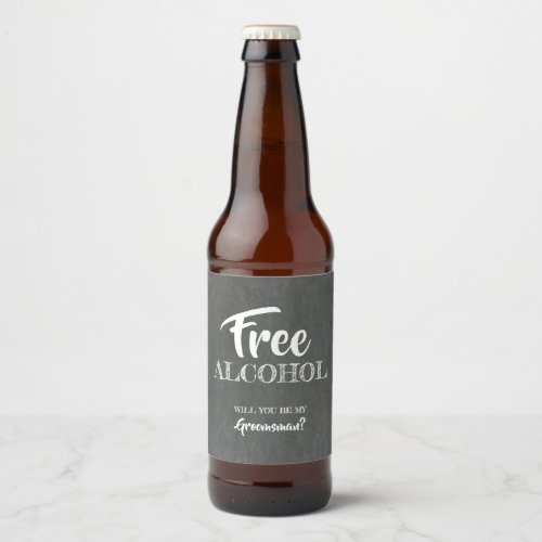 Free Alcohol Funny Groomsman Proposal Beer Bottle Label