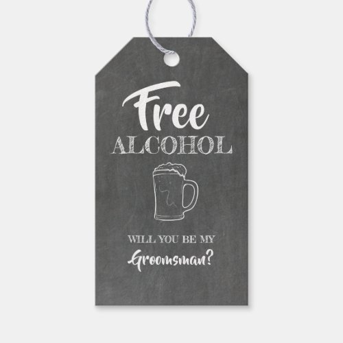Free Alcohol Funny Groomsman Proposal Gift Tags