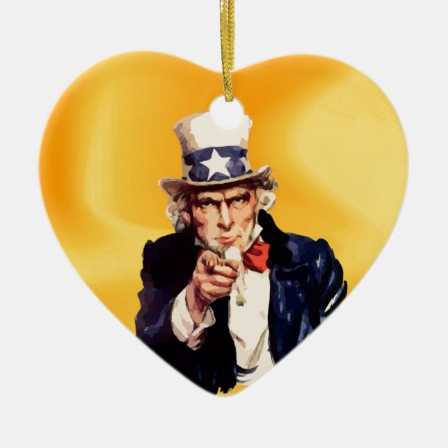 Free America Uncle Sam Ceramic Ornament (Front)