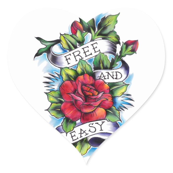 Free and Easy Roses Tattoo Artwork. Heart Sticker