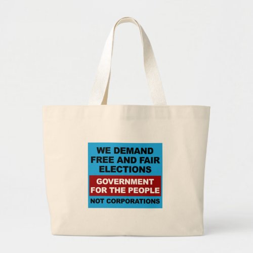 Free and Fair Elections Large Tote Bag