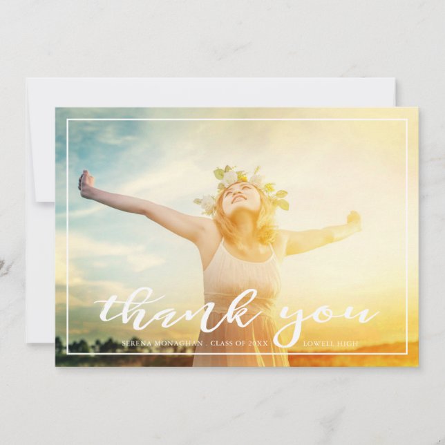 Free and Focused | Graduation Thank You | Light Card (Front)