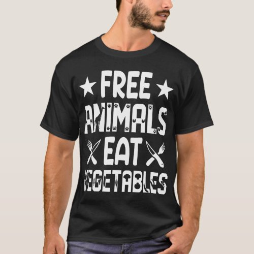 Free Animals Eat Vegetables Funny Animal Rescuer V T_Shirt
