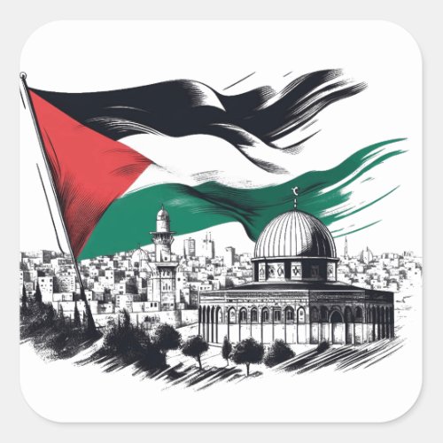 Free aqsa free palestine  square sticker