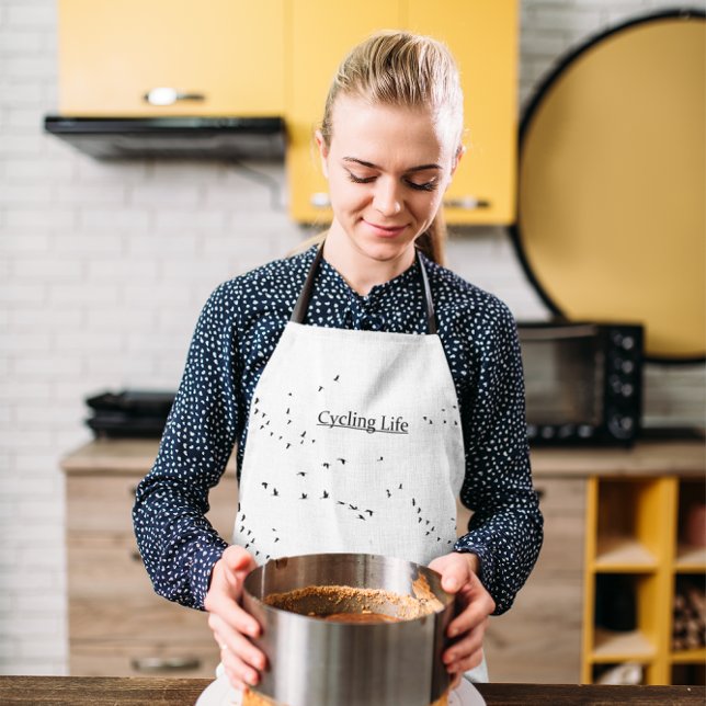 Free as a Bird Cycling Life Black and White Art Apron (Creator Uploaded)