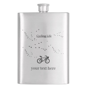 Free as a Bird Cycling Life Black and White Art Flask