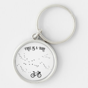 Free as a Bird Cycling Life Black and White Art Keychain