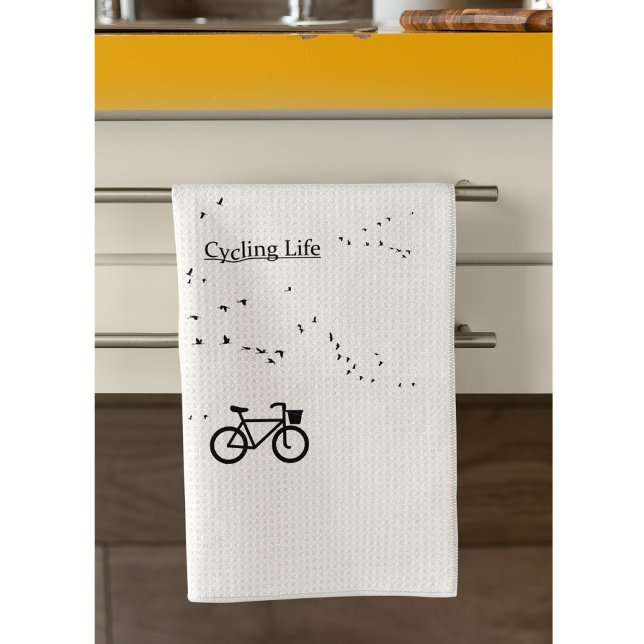 Free as a Bird Cycling Life Black and White Art Kitchen Towel (Creator Uploaded)