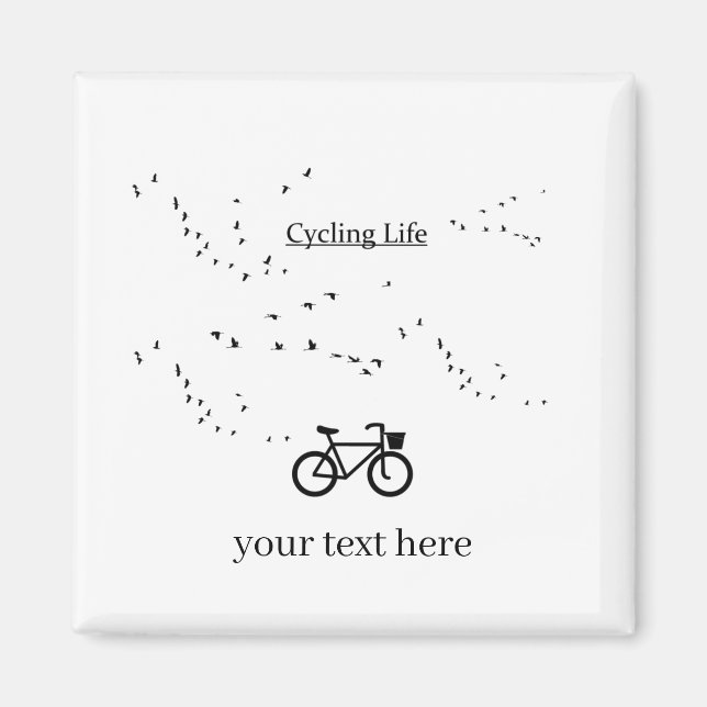 Free as a Bird Cycling Life Black and White Art Magnet (Front)