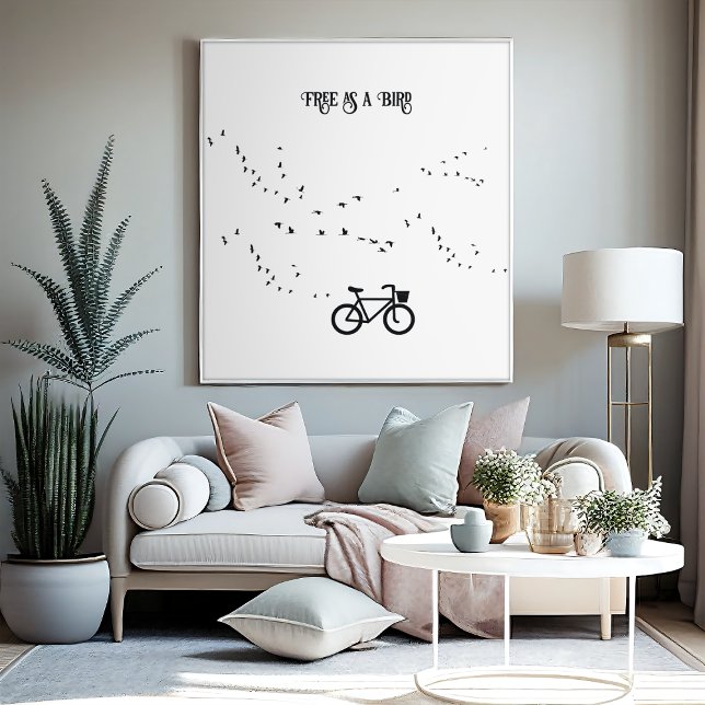 Free as a Bird Cycling Life Black and White Art Poster (Creator Uploaded)