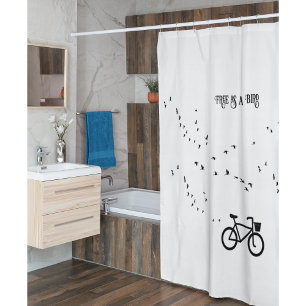 Free as a Bird Cycling Life Black and White Art Shower Curtain