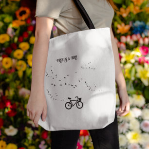 Free as a Bird Cycling Life Black and White Art Tote Bag