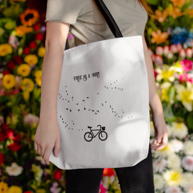 Free as a Bird Cycling Life Black and White Art Tote Bag (Creator Uploaded)