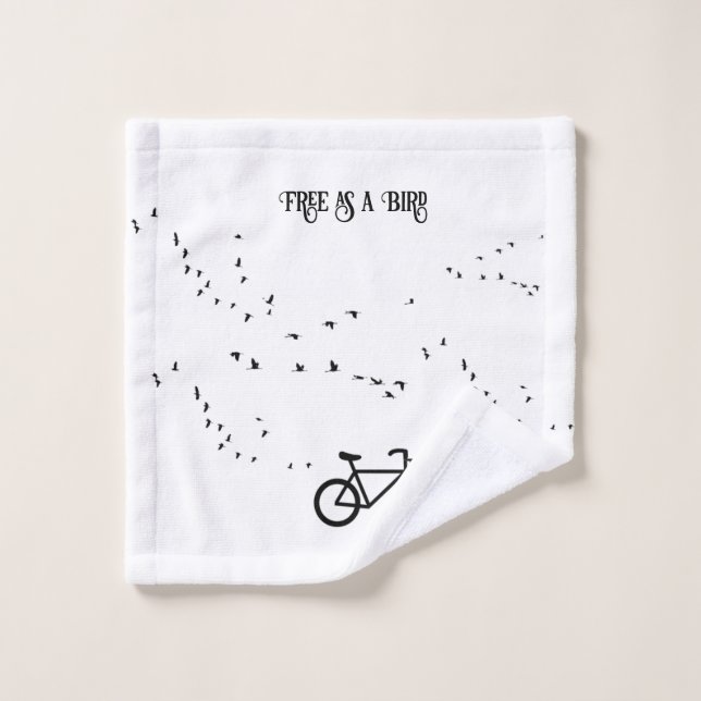Free as a Bird Cycling Life Black and White Art Wash Cloth (Wash Cloth)