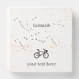Free as a Bird Cycling Life Black and White Art Wooden Box Sign