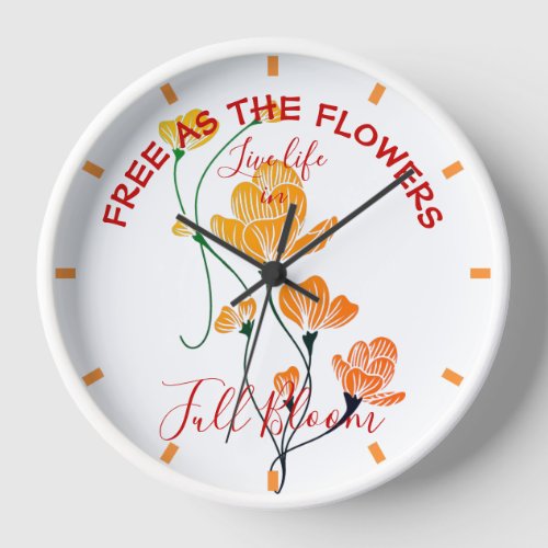 Free as the Flowers Yellow Orange Ginkgo Leaves Clock