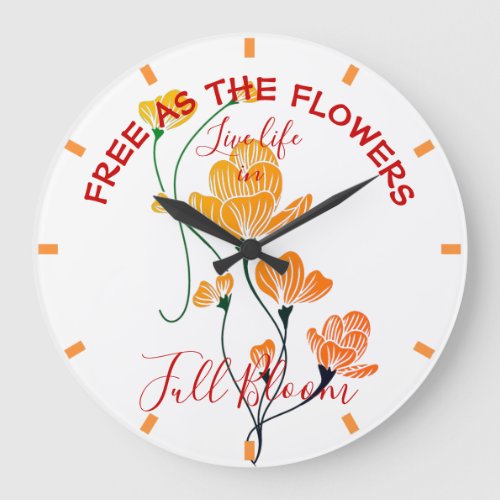 Free as the Flowers Yellow Orange Ginkgo Leaves Large Clock