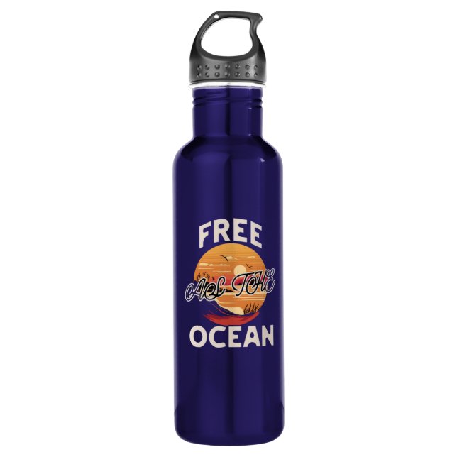 Free As The Ocean – Inspirational Beach Quote Stainless Steel Water Bottle (Front)