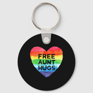Free Aunt Hugs LGBT Flag Pride Awareness Month Rai Keychain