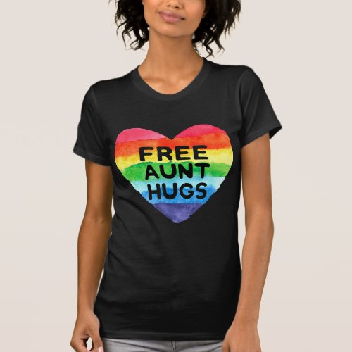 Free Aunt Hugs LGBT Flag Pride Awareness Month Rai T_Shirt
