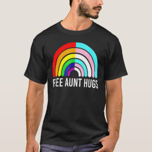 Free Aunt Hugs Rainbow Transgender Flag Lgbtq Gay T-Shirt