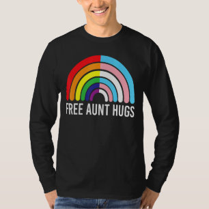 Free Aunt Hugs Rainbow Transgender Flag Lgbtq Gay  T-Shirt
