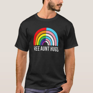 Free Aunt Hugs Rainbow Transgender Flag Lgbtq Gay T-Shirt