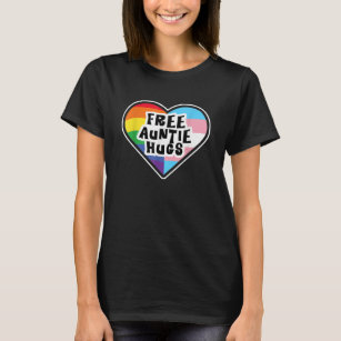 Free Auntie Hugs Rainbow Transgender Heart LGBT  T-Shirt