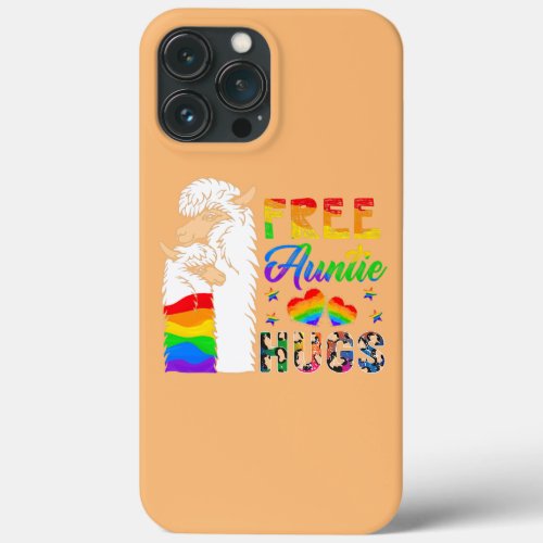 Free Auntie Hugs Two Llamas Proud LGBT Supporter iPhone 13 Pro Max Case