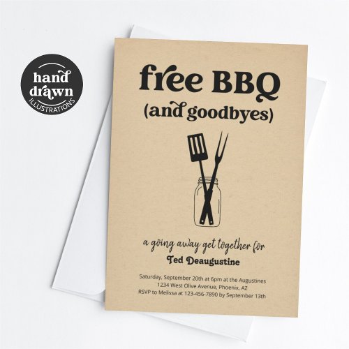 Free BBQ and Goodbyes Funny Going Away Invitation