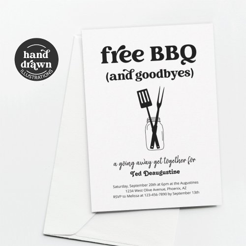 Free BBQ and Goodbyes Funny Going Away Invitation