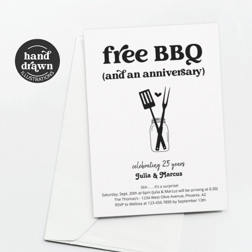 Free BBQ Funny Anniversary Party Invitation