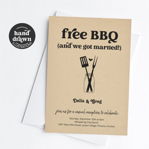 Free BBQ Funny Wedding Reception Only Invitation