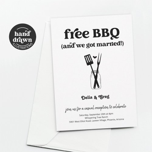 Free BBQ Funny Wedding Reception Only Invitation