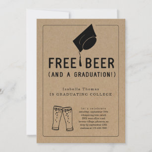 Free Beer Funny 2024 Graduation Party Invitation