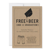 Free Beer Funny 2025 Graduation Party Invitation