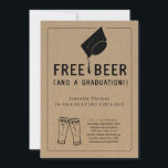 Free Beer Funny 2026 Graduation Party Invitation<br><div class="desc">Free Beer (And a Graduation!)  Funny invitation wording for a fun graduation party.  The beer toast artwork is hand-drawn on a wonderfully rustic kraft background.

Coordinating RSVP,  Details,  Registry,  Thank You cards and other items are available in the 'Rustic Brewery Line Art' Collection within my store.</div>