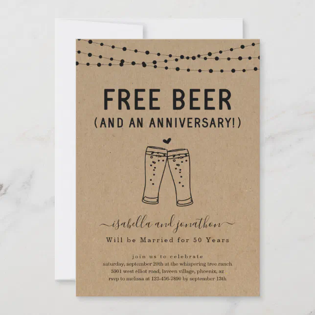 Free Beer Funny Anniversary Party Invitation Zazzle