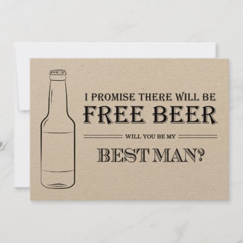 Free Beer Funny Best Man Groomsman Proposal