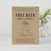 Free Beer Funny Couple's Bridal Wedding Shower Invitation (Standing Front)